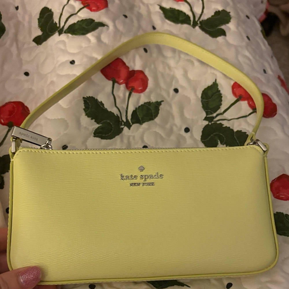 kate spade Lemon Yellow Leather Wristlet Clutch